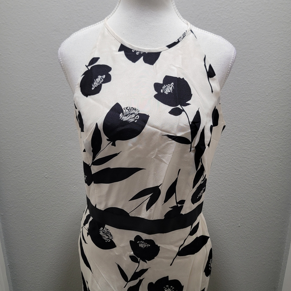 Ann Taylor White Midi Dress with Black Floral Print - Picture 3 of 7